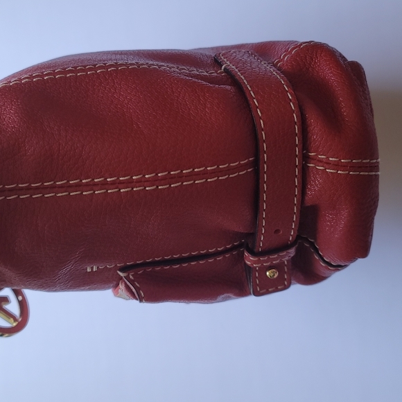 Red Leather Michael Kors Shoulder Handbag Purse Zipper Closure - Picture 4 of 16